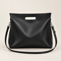 Cabas porte-document en similicuir noir, vue de face