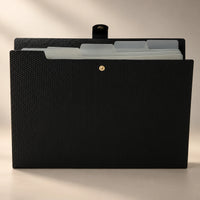 Chemise porte-document accordéon en plastique noir, à plat de face