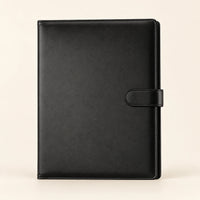 Conférencier porte-document en similicuir noir A4, vue de face fermée