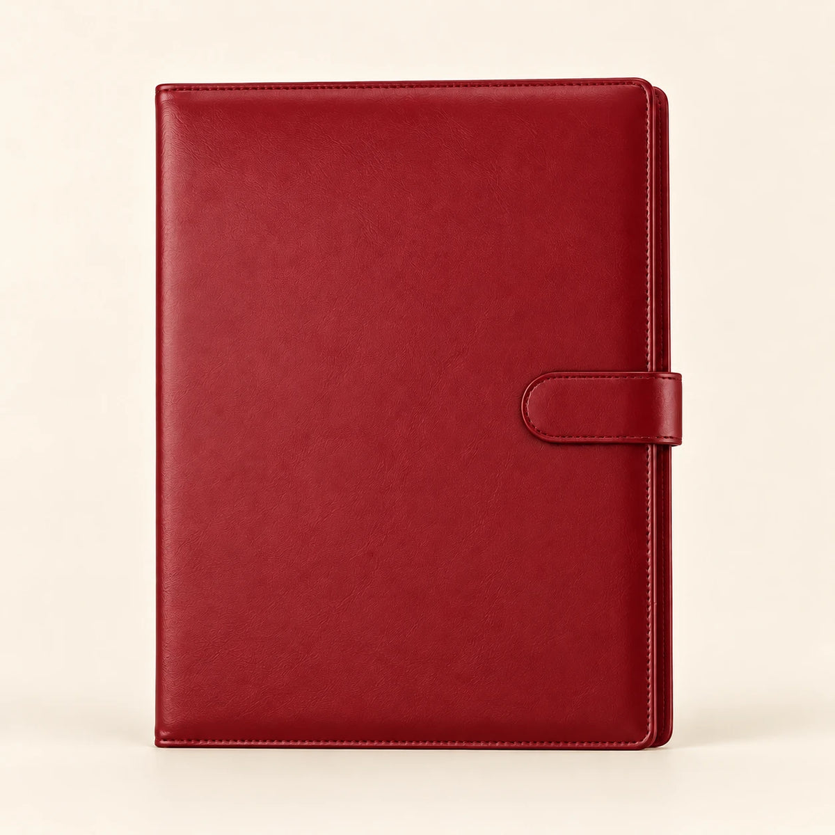Conférencier porte-document en similicuir rouge A4, vue de face fermée