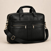 Bandoulière amovible de la sacoche en cuir noir à double poche