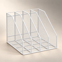 Porte-document de bureau en métal blanc à 4 compartiments, vue d'ensemble