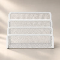 Porte-document de bureau en métal blanc compact, vue d'ensemble