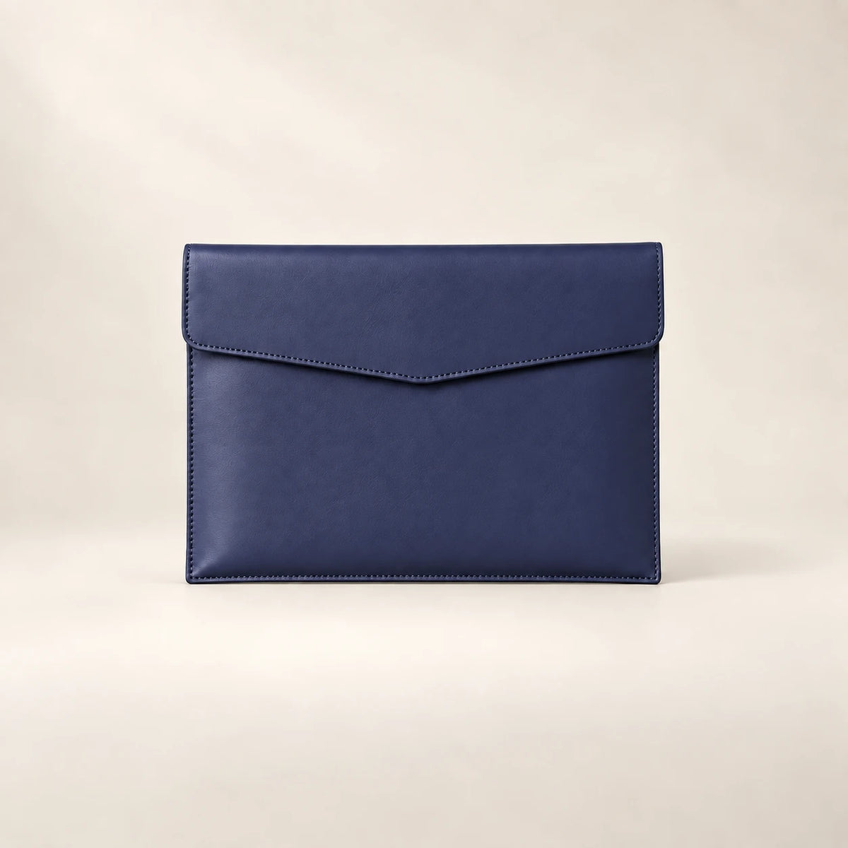 Pochette porte-document en similicuir bleu A5, vue de face fermée