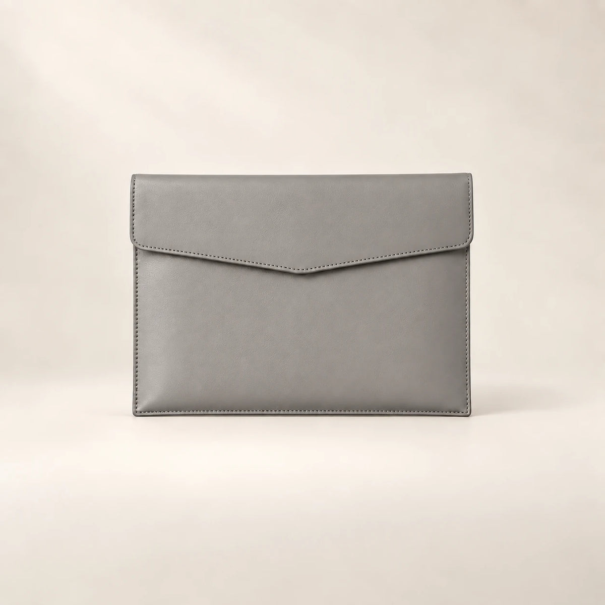 Pochette porte-document en similicuir gris A5, vue de face fermée