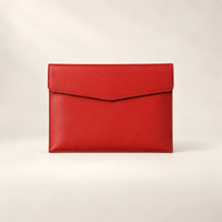 Pochette porte-document en similicuir rouge A5, vue de face fermée