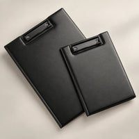 Tablettes porte-document en similicuir noir, formats A4 et A5 côte à côte