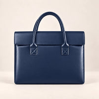 Tote porte-document en similicuir bleu marine, vue de face