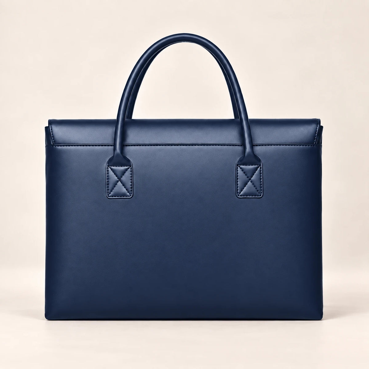 Tote porte-document en similicuir bleu marine, vue de dos