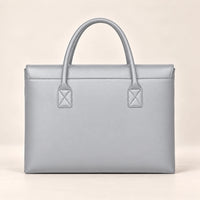Tote porte-document en similicuir gris, vue de dos
