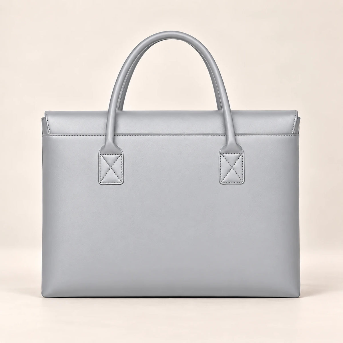 Tote porte-document en similicuir gris, vue de dos
