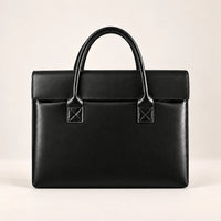 Tote porte-document en similicuir noir, vue de face