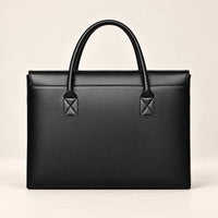 Tote porte-document en similicuir noir, vue de dos