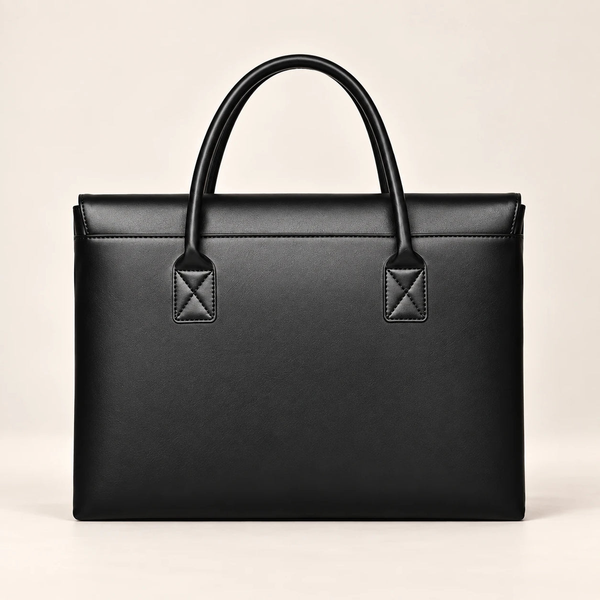 Tote porte-document en similicuir noir, vue de dos