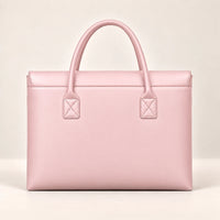 Tote porte-document en similicuir rose, vue de dos